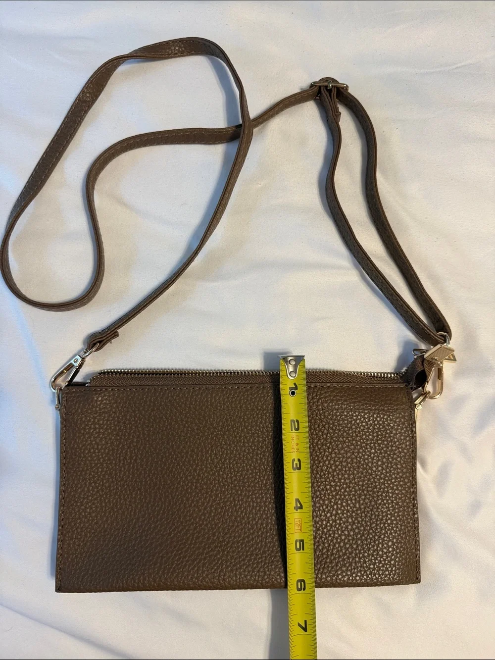 Classic Brown Pebbled Leather Crossbody - Minimalist Everyday Bag